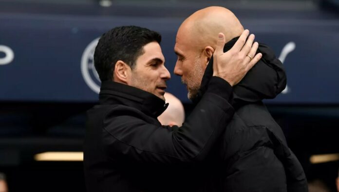 Mikel Arteta og Pep Guardiola